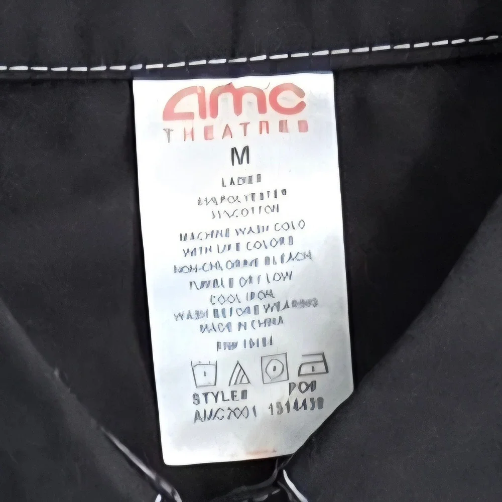 AMC Theatres Employee Uniform Shirt Black Short Sleeve Button Down Womens Medium - Picture 2 of 7